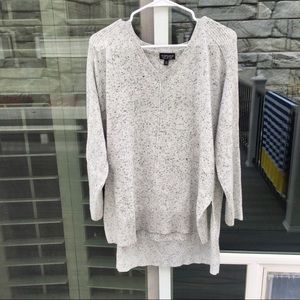 Topshop Gray Marled High Low V Neck Sweater